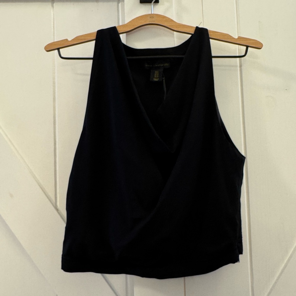 House of Harlow 1960 Slouchy Black Swing Neck Crop Top